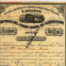 Collectionnisme Actions Internationales: ACCION FERROCARRIL GUANTANAMO 1882 CUBA , ORIGINAL , RB. Lote 353225664